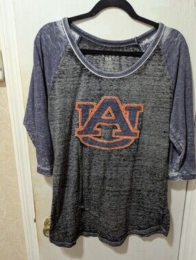 Blue 84 XL Auburn Tigers Gray & Navy Raglan Scoop Neck Tee